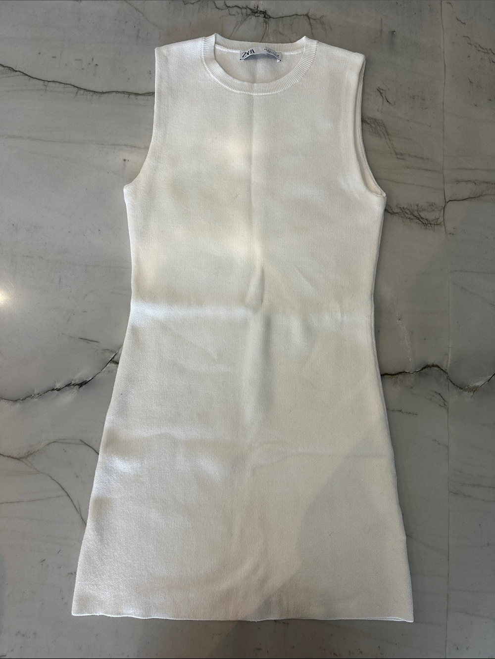 Zara Cream Sleeveless Knit Mini Dress